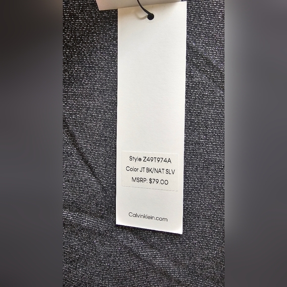 Calvin Klein Silver Black Sparkle Short Sleeve Blouse Top size L - Picture 4 of 7